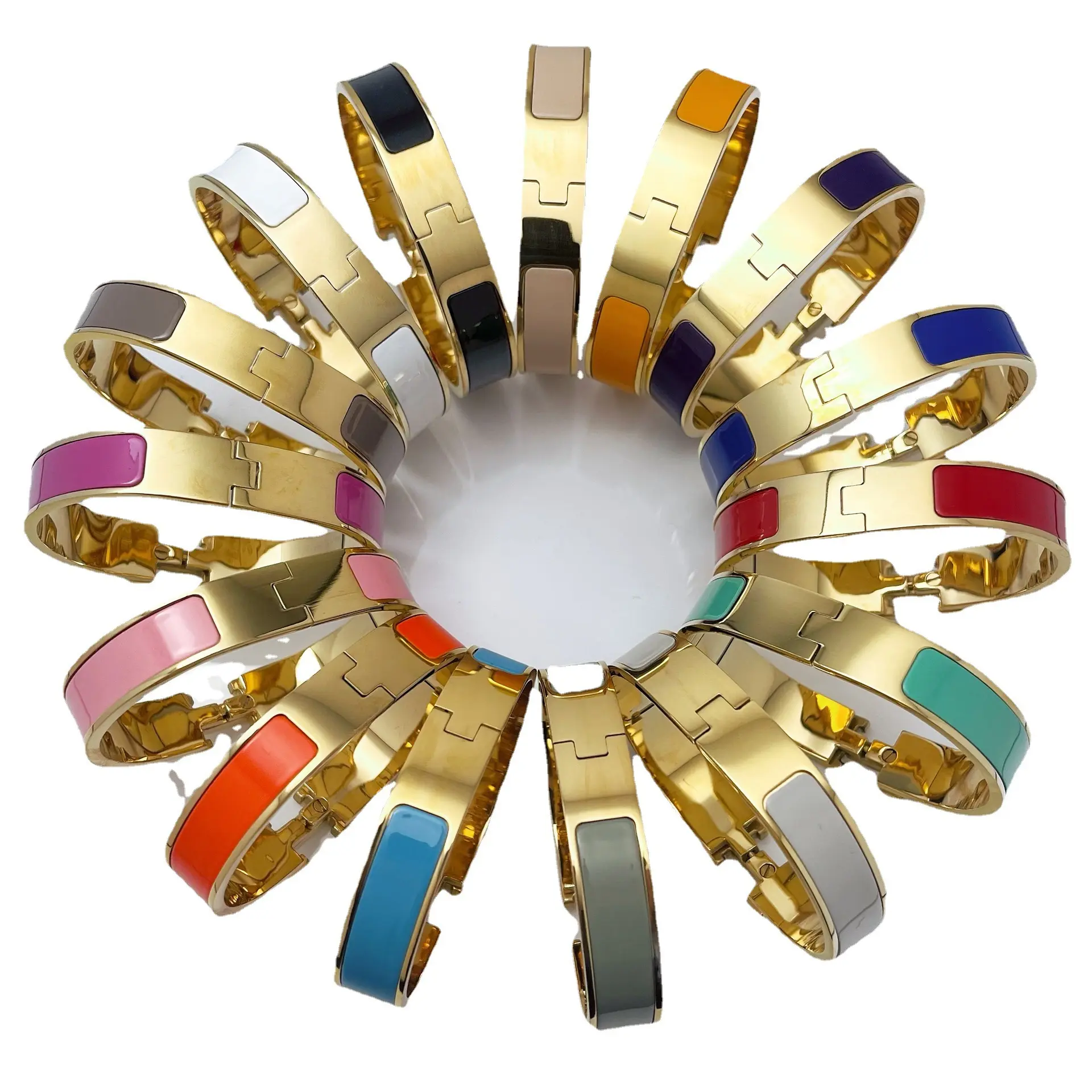 Braccialetti con lettere in acciaio inossidabile da 12mm di design di vendita caldo braccialetti con braccialetti smaltati con lettera H di gioielli di marca di moda per le donne