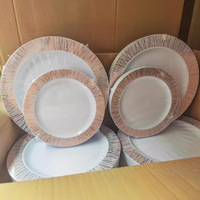 Ensemble d'assiettes en plastique jetables résistantes en dentelle or rose pour mariages et fêtes