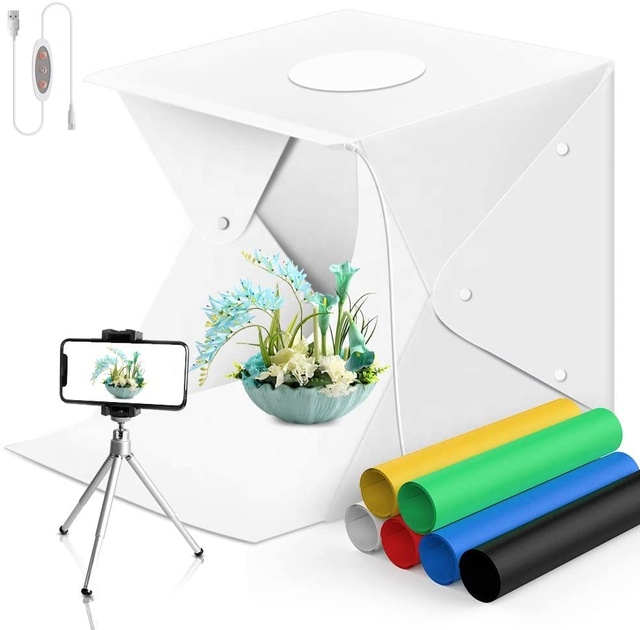 LED Folding Lightbox Portable Photography Photo Studio Softbox Brightness Light Box for DSLR Camera Tabletop Shooting