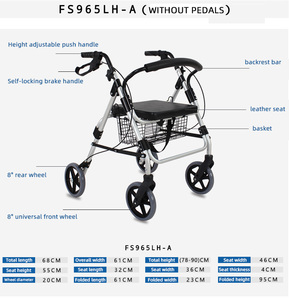 障害のある高齢者のためのウォーカーアルミニウム折りたたみ式スタンディングモビリティウォーキングエイド - Product Image 6