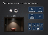 Mini spot LED magnétique encastré en aluminium à 25 degrés pour vitrine de bijoux, cave à vin, bar 5061-42-1