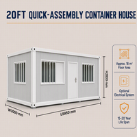 Conteneur modulaire préfabriqué de 20 pieds pour camping, kit de conteneur mobile pour maisonnette, petite maison facile à installer