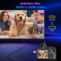 Câble Mini HDMI vers HDMI haute vitesse 18 Gbps HDMI2.0 4K60Hz 3D 1080P plaqué or pour caméra, caméscope, ordinateur portable, HDTV, moniteur