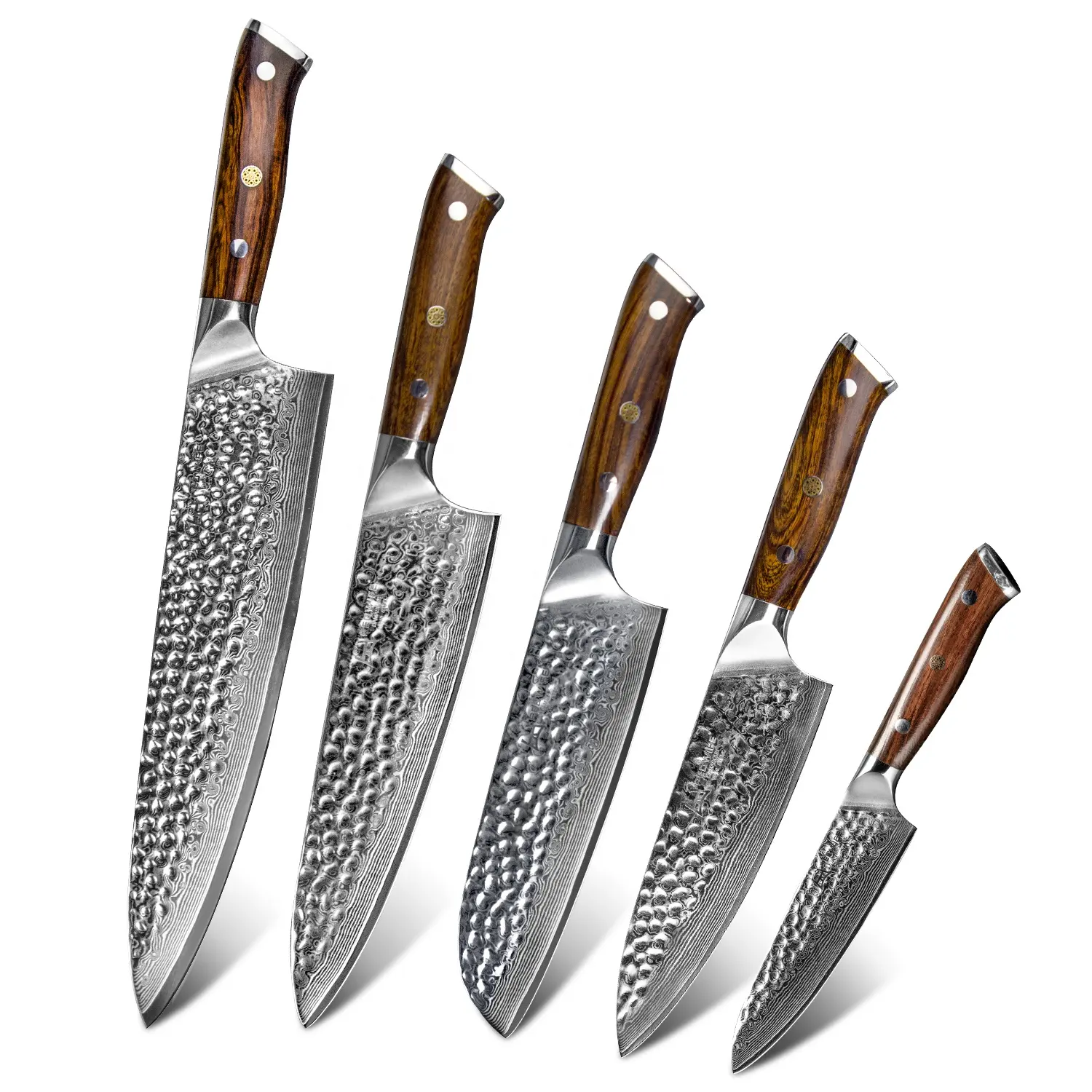 5 Cái Chuyên Nghiệp Ironwood Đầy Đủ Tang Bếp Nấu Ăn Cắt Nhật Bản VG10 Thép Damascus Thép Knife Set