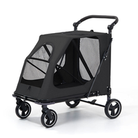 Poussette pour animaux de compagnie de grande taille, poussette robuste pour chien, poussette pliable avec filet respirant pour chiens de taille moyenne à grande