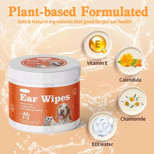 Usine étiquette personnalisée sans parfum doux et non irritant à base de plantes lingettes de nettoyage des oreilles des animaux de compagnie pour chiens et chats - Product Image 2