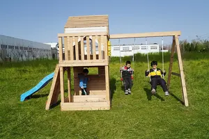 Juego de columpio tobogán de patio trasero de madera para niños equipo de patio de recreo al aire libre