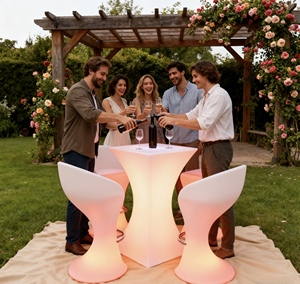 Chaise et table <span class=keywords><strong>de</strong></span> comptoir <span class=keywords><strong>de</strong></span> <span class=keywords><strong>bar</strong></span> modernes portables à LED <span class=keywords><strong>Tabouret</strong></span> <span class=keywords><strong>de</strong></span> <span class=keywords><strong>bar</strong></span> d'extérieur d'occasion bon marché pour événements, fêtes, jardin, patio Ensemble - Product Image 4