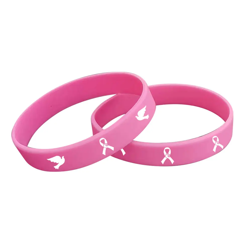 Custom designer sports silicone bracelet wrist bands rubber wristband breast cancer