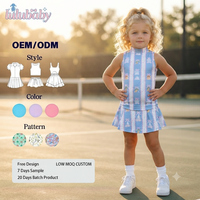 Ensemble haut à col montant et jupe plissée pour filles DH ODM, imprimé vintage, nylon et élasthanne extensibles, tenues preppy pour enfants