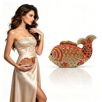 Sac de soirée en forme de poisson rouge incrusté de diamants, style européen et américain, pochette animalière ornée de diamants pour femme, un best-seller