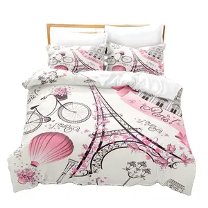 Set Girls Wedding Duvet Cover Sets Plant Digital Print Bed Linen 100% Bedding 3D Printed Eiffel Tower Series