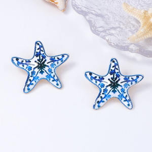 Joyería Pendientes de arcilla polimérica Tendencia Verano Cool Ocean Wind Aleación Estrella de mar Pendiente Joyería fina Pendientes para niñas - Product Image 3