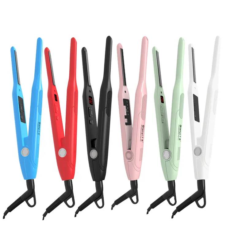 Thiết Kế Mới 3/10 Inch Bút Chì Nhãn Hiệu Riêng Flat Iron Beard Mini Irons Máy Ép Tóc Lcd Mini Tóc Sắt