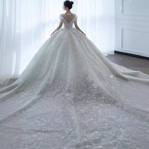 S0932N Nuevo Vestido de Novia Francés de Lujo, Resistente, Estilo Princesa, con Cola Corta, de Alta Calidad - Product Image 4