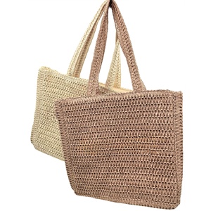 Sac en paille brodé personnalisé HKZB pour femmes, grande capacité, sac fourre-tout carré tissé, parfait pour les vacances à la plage - Product Image 6