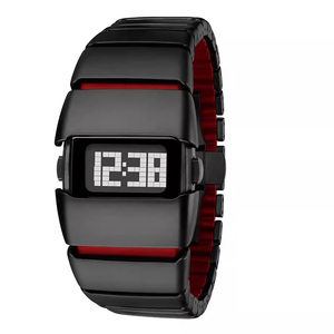 Người Đàn Ông Mát Thép Không Gỉ Độc Đáo Đồng Hồ Kim Loại Độc Đáo Đồng Hồ Thép Không Gỉ Dây Đeo <span class=keywords><strong>LCD</strong></span> Hiển Thị Kỹ Thuật Số Đồng Hồ - Product Image 4