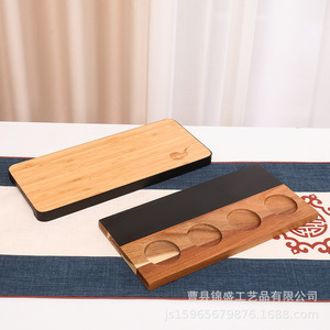 Solid Wood <b>Tea</b> <b>Tray</b> Rectangular Handmade For Home Office <b>Tea</b> Serving With Purple Clay Teapot And Cups Set - Product Image 3