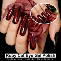 Vernis à ongles gel œil de chat ICE NOVA Ruby, vente flash, 9D, marque privée, couleur rouge avec aimant, cristal, sans Hema/Tpo/Hpma, magnifique, végétalien