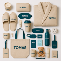 Ensemble de cadeaux d'accueil pour les clients d'hôtel et de resort, robe, pantoufles, trousse de toilette, sac fourre-tout, articles cadeaux VIP avec logo personnalisé