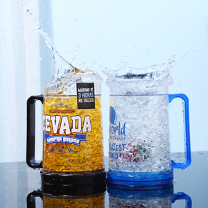 Clear Freezer Ice Beer Mug Double Wall Beer Cup Drinking Glasses...