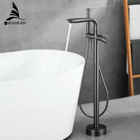 Baignoire robinet douche ensembles espace nouveau Design salle de bains autoportant noir mat céramique Style classique métal main