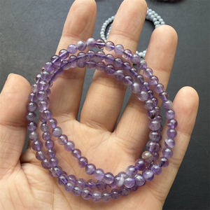 Nouveaux produits, bracelet en pierres naturelles <span class=keywords><strong>Angelite</strong></span> Energy Crystal, matériaux mixtes, 4 mm, pour ornement - Product Image 4