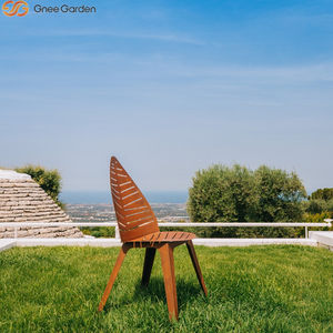 Silla Hueca Artística de Acero Corten con Diseño de Vetas de Hoja, Resistente a la Oxidación, Asiento Duradero para Exteriores, Jardín, Patio y Proyectos de Paisajismo Público - Product Image 5