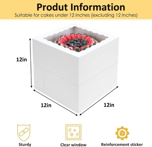 กล่องเค้กทรงลูกบาศก์ Moretoes 16 ชิ้น ขนาด 12x12x12 นิ้ว ทำจากกระดาษแข็ง ใช้แล้วทิ้ง แข็งแรง มีฝาปิดแบบมีหน้าต่าง สำหรับวันวาเลนไทน์และวันแม่ - Product Image 2