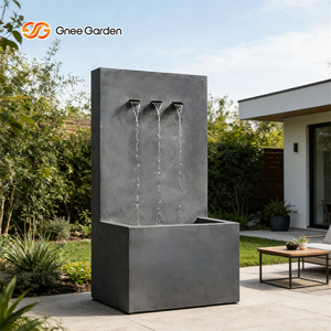 Gnee Garden Modern Rectangle Aluminum Outdoor <b>Waterfall</b> Fountain Weather Resistant Floor Mount Black Powder Coated Garden Decor - Product Image 4