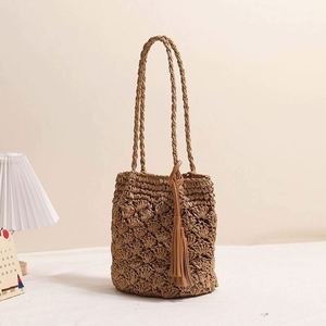 Fashion Summer Paper Straw Crocheted Pineapple Hollow Out Design Women Lady Beach <b>Bag</b> with Tassels - Product Image 3