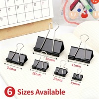 Clips de reliure en métal noir en gros d'usine, attaches pour documents à forte adhérence, porte-billets, papeterie de bureau, emballés en boîte