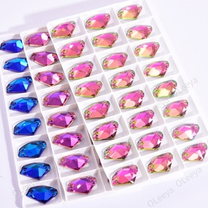 Strass à coudre Oleeya en verre, forme hache, colorés, à dos plat, 9*14mm, en vrac, excellente qualité, direct usine - Product Image 2