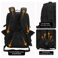 Sac à dos tactique unisexe 45L en polyester Oxford avec cadre interne, support confortable, système Molle, étanche et tendance pour l'extérieur