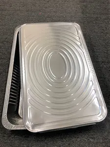 Monouso su misura per forno alimentare coperchio foglio di alluminio per rettangolo grigliato di pesce foglio di alluminio per uso alimentare vassoio per pranzo