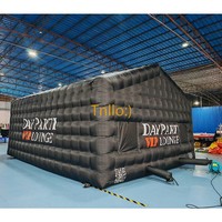 Tente de fête gonflable portable en forme de cube pour discothèque, tente de fête gonflable noire pour la cour, tente de fête gonflable à vendre
