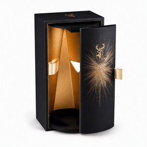 Boîte cadeau vin vintage OEM robuste avec support cylindrique rotatif et piédestal en velours pour présentation de champagne - Product Image 1