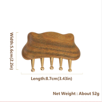 Masseur de cuir chevelu en bois avec dents en cuivre, outil de thérapie des méridiens à main, relaxation musculaire du corps, acupression, vitalité des cheveux