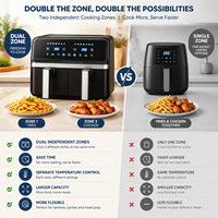 Friteuse à air double panier 8L tendance 2026, double cuve avec fenêtre visible, écran tactile numérique intelligent, friteuse électrique en acier inoxydable