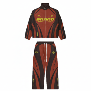 2025 conjunto de chándal cortavientos de gran tamaño para hombre, Material de nailon, pantalones acampanados a prueba de viento, chándal para atletismo de invierno, conjunto de 2 uds. - Product Image 1