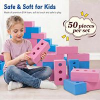 Briques de construction en mousse EVA 50 pièces, blocs empilables souples et légers pour enfants de 3 ans et plus, jeu intérieur/extérieur, apprentissage STEM en classe