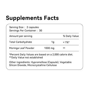Oem Organische <span class=keywords><strong>Moringa</strong></span> Bladpoeder Capsule Beste Prijs Private Label Metabolisme Immuunsupplement <span class=keywords><strong>Moringa</strong></span> <span class=keywords><strong>Capsules</strong></span> - Product Image 2