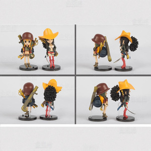 Ensemble de figurines d'anime Q Version One Piece 9 pièces de 8 cm, tenue de <span class=keywords><strong>cowboy</strong></span> rouge, Luffy Zoro Nami Sanji Chopper, équipage complet, jouet de collection en PVC - Product Image 5