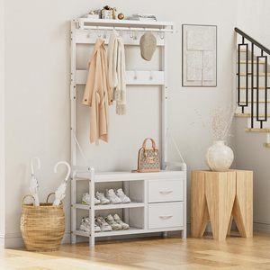 Home-use floor-<b>standing</b> coat rack, <b>hat</b> rack, and shoe rack, multi-functional with storage drawers, thickened, cross-border - Product Image 3