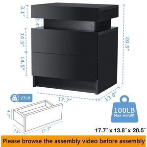 Led đầu giường hiện đại màu trắng và màu đen đầu giường với đèn LED gỗ LED cạnh giường ngủ bảng đêm đứng với ngăn kéo cho phòng ngủ - Product Image 6