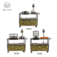 Gastronomie-Ausstattung Tisch Luxus-Marmor Gewerbe Esstisch-Set Mobiler LED-Buffet-Tresen