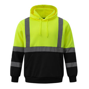 Sudadera con capucha de alta visibilidad y reflectante en colores sólidos, ropa de trabajo de seguridad reflectante de alta calidad con cremallera. - Product Image 1