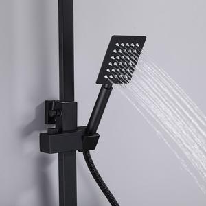 Système <span class=keywords><strong>de</strong></span> <span class=keywords><strong>douche</strong></span> en acier inoxydable noir mat, avec pommeau <span class=keywords><strong>de</strong></span> pluie carré et douchette à main, <span class=keywords><strong>fixation</strong></span> murale, style industriel moderne pour salle <span class=keywords><strong>de</strong></span> bain - Product Image 5