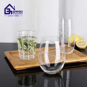 Wrap glass cup with hot sale egg shape tumbler series hand made low moq water glass cup for home China supplier engraved cups
