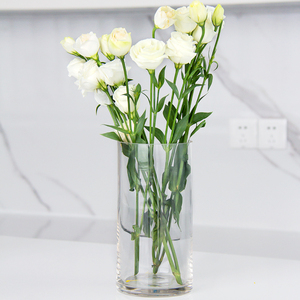Grands Vases à Fleurs Ronds En Verre 40 X 19 Cm - Transparent - Vases